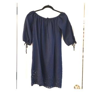 J. Crew navy off the shoulder dress